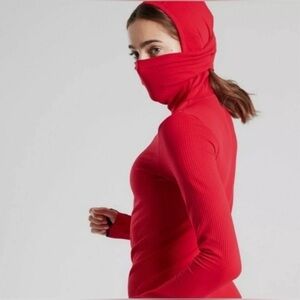 NWT Athleta Flurry Balaclava Seamless Hoodie 
Red, Large